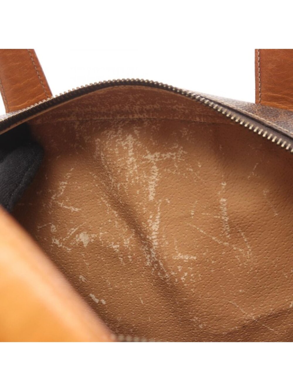 Celine Handbag Macadam Round Charm Dark Brown Canvas Leather Hand - Picture 6 of 13